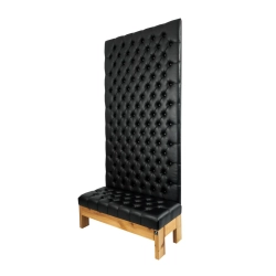 Ławka z Panelem Ściennym Pikowanym Siedzisko Pikowane Ekoskóra CzarnA LPPK-67 Rozmiary od 50 cm do 100 cm