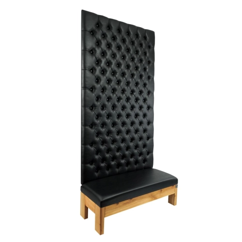 Ławka z Panelem Ściennym Pikowanym Siedzisko Gładkie Ekoskóra Czarna LPPK-68 Rozmiary od 50 cm do 100 cm