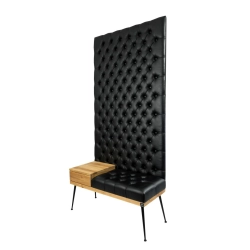 Ławka z Panelem Ściennym Pikowanym Siedzisko Pikowane Ekoskóra Czarna LPPK-70 Rozmiary od 50 cm do 100 cm