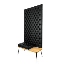 Ławka z Panelem Ściennym Pikowanym Siedzisko Pikowane Ekoskóra Czarna LPPK-72 Rozmiary od 50 cm do 100 cm