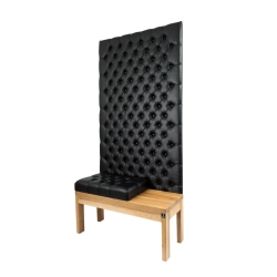 Ławka z Panelem Ściennym Pikowanym Siedzisko Pikowane Ekoskóra Czarna LPPK-78 Rozmiary od 50 cm do 100 cm