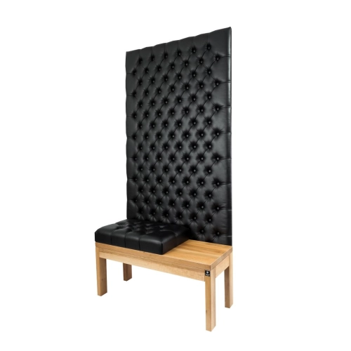 Ławka z Panelem Ściennym Pikowanym Siedzisko Pikowane Ekoskóra Czarna LPPK-78 Rozmiary od 50 cm do 100 cm