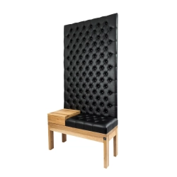 Ławka z Panelem Ściennym Pikowanym Siedzisko Pikowane Ekoskóra Czarna LPPK-79 Rozmiary od 50 cm do 100 cm