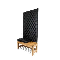 Ławka z Panelem Ściennym Pikowanym Siedzisko Pikowane Ekoskóra Czarna LPPK-81 Rozmiary od 50 cm do 100 cm