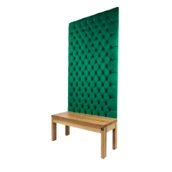 Ławka z Panelem Ściennym Pikowanym Butelkowa Zieleń Siedzisko Drewno Lite LPPK-9 Rozmiary od 50 cm do 100 cm
