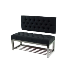 Ławka Metalowa z Oparciem Grafitowym Pikowanym Stal Nierdzewna Szczotkowana / Polerowana LMO-1