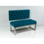 Ławka Metalowa z Oparciem Turkusowym Pikowanym Stal Nierdzewna Szczotkowana / Polerowana LMO-1