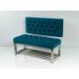 Ławka Metalowa z Oparciem Turkusowym Pikowanym Stal Nierdzewna Szczotkowana / Polerowana LMO-1