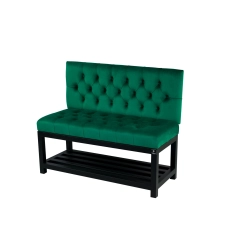 Ławka Metalowa z Oparciem Butelkowa Zieleń Pikowanym LMO-11