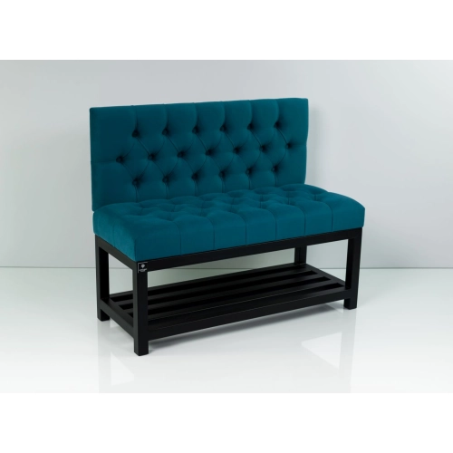 Ławka Metalowa z Oparciem Turkusowym Pikowanym LMO-11