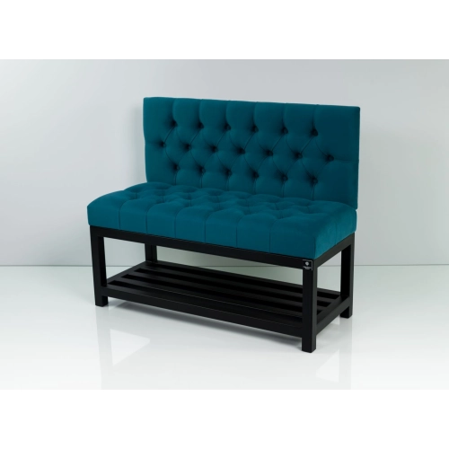 Ławka Metalowa z Oparciem Turkusowym Pikowanym LMO-11