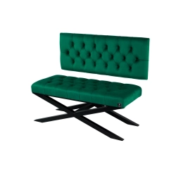 Ławka Metalowa z Oparciem Butelkowa Zieleń Pikowanym LMO-12