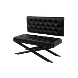 Ławka Metalowa z Oparciem Czarnym Pikowanym LMO-12