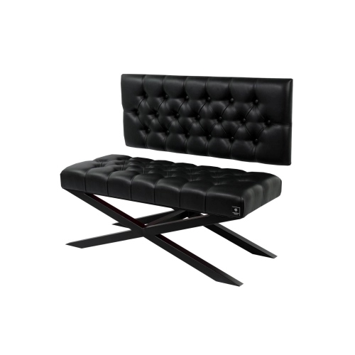 Ławka Metalowa z Oparciem Czarnym Pikowanym LMO-12