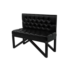 Ławka Metalowa z Oparciem Czarnym Pikowanym LMO-14