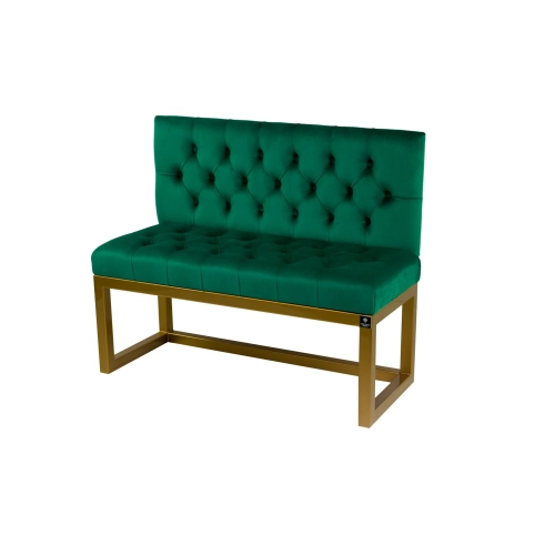 Ławka Metalowa z Oparciem Butelkowa Zieleń Pikowanym LMO-15