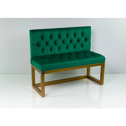 Ławka Metalowa z Oparciem Butelkowa Zieleń Pikowanym LMO-15