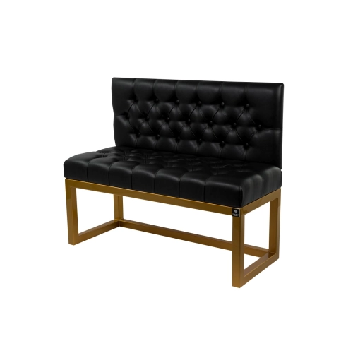 Ławka Metalowa z Oparciem Czarnym Pikowanym LMO-15