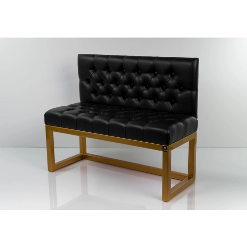 Ławka Metalowa z Oparciem Czarnym Pikowanym LMO-15