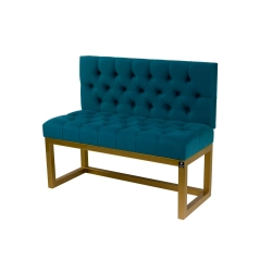 Ławka Metalowa z Oparciem Turkusowym Pikowanym LMO-15