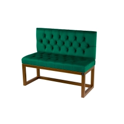 Ławka Metalowa z Oparciem Butelkowa Zieleń Pikowanym LMO-16