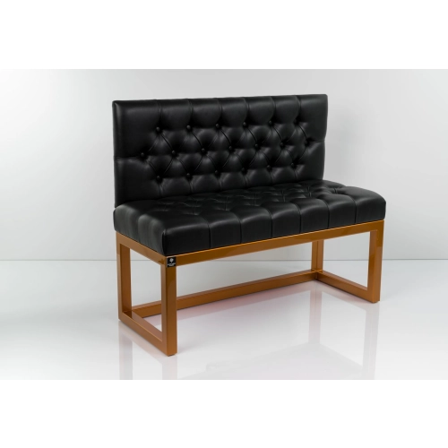 Ławka Metalowa z Oparciem Czarnym Pikowanym LMO-16