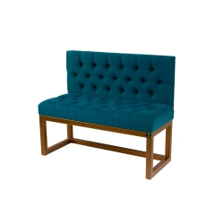 Ławka Metalowa z Oparciem Turkusowym Pikowanym LMO-16