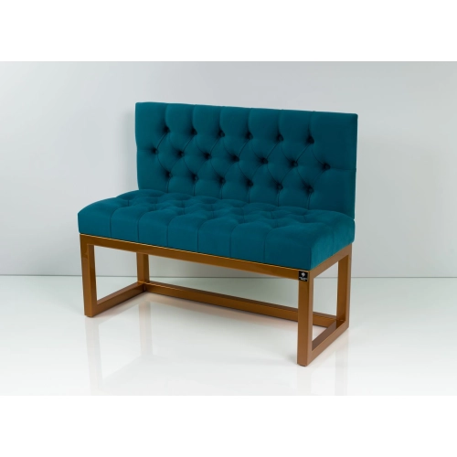 Ławka Metalowa z Oparciem Turkusowym Pikowanym LMO-16