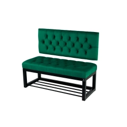 Ławka Metalowa z Oparciem Butelkowa Zieleń Pikowanym LMO-2