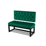 Ławka Metalowa z Oparciem Butelkowa Zieleń Pikowanym LMO-2