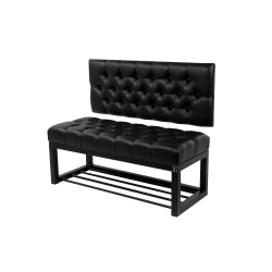 Ławka Metalowa z Oparciem Czarnym Pikowanym LMO-2