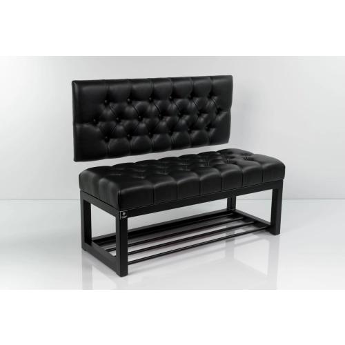 Ławka Metalowa z Oparciem Czarnym Pikowanym LMO-2