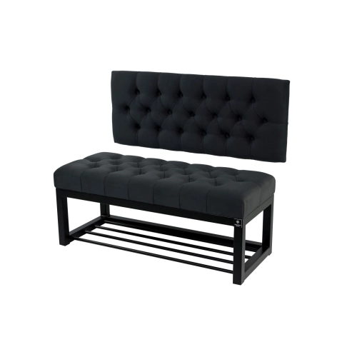 Ławka Metalowa z Oparciem Grafitowym Pikowanym LMO-2