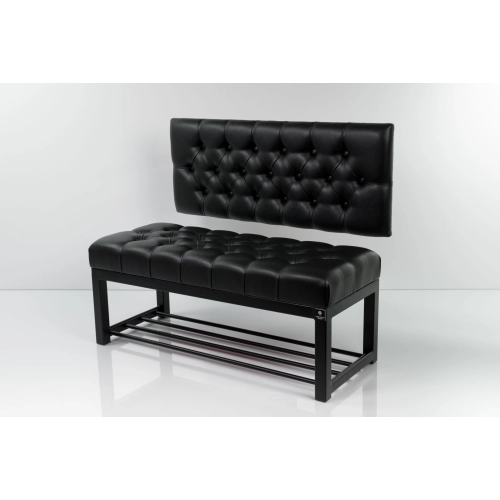 Ławka Metalowa z Oparciem Czarnym Pikowanym LMO-3