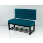 Ławka Metalowa z Oparciem Turkusowym Pikowanym LMO-3