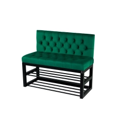 Ławka Metalowa z Oparciem Butelkowa Zieleń Pikowanym LMO-4