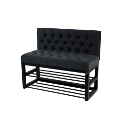 Ławka Metalowa z Oparciem Grafitowym Pikowanym LMO-4