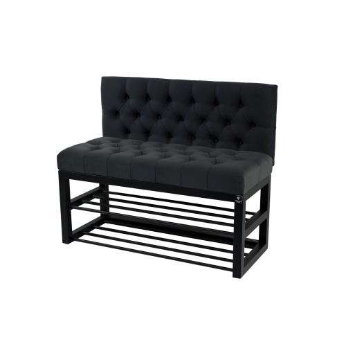 Ławka Metalowa z Oparciem Grafitowym Pikowanym LMO-4