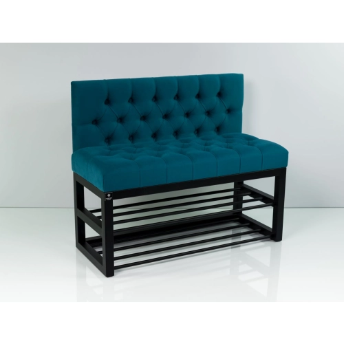 Ławka Metalowa z Oparciem Turkusowym Pikowanym LMO-4