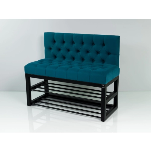 Ławka Metalowa z Oparciem Turkusowym Pikowanym LMO-4