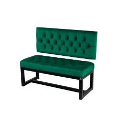 Ławka Metalowa z Oparciem Butelkowa Zieleń Pikowanym LMO-5