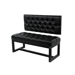 Ławka Metalowa z Oparciem Czarnym Pikowanym LMO-5