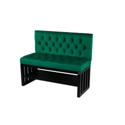 Ławka Metalowa z Oparciem Butelkowa Zieleń Pikowanym LMO-6