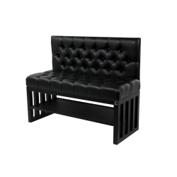 Ławka Metalowa z Oparciem Czarnym Pikowanym LMO-6