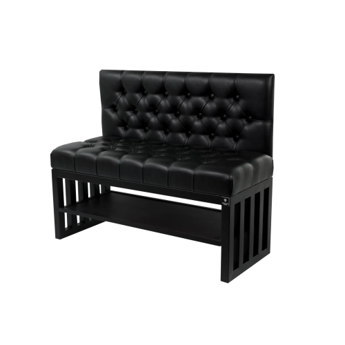 Ławka Metalowa z Oparciem Czarnym Pikowanym LMO-6