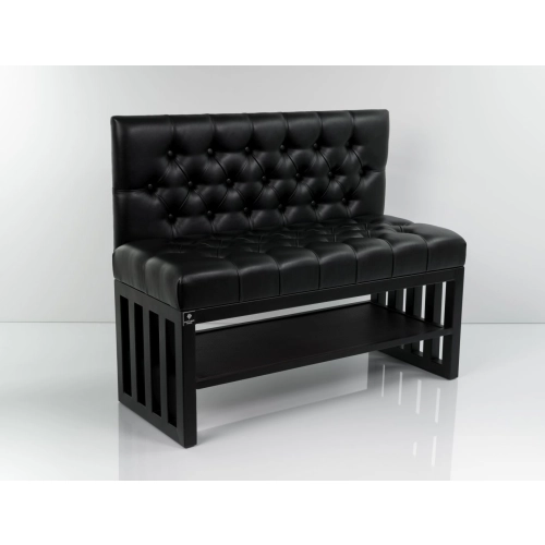 Ławka Metalowa z Oparciem Czarnym Pikowanym LMO-6