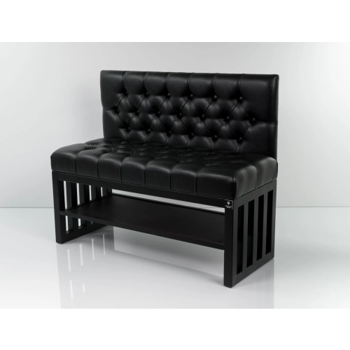 Ławka Metalowa z Oparciem Czarnym Pikowanym LMO-6