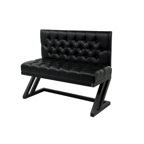 Ławka Metalowa z Oparciem Czarnym Pikowanym LMO-7