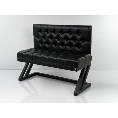 Ławka Metalowa z Oparciem Czarnym Pikowanym LMO-7