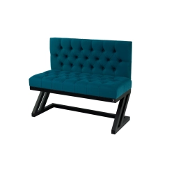 Ławka Metalowa z Oparciem Turkusowym Pikowanym LMO-7